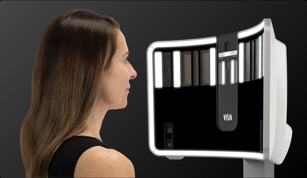 A patient being imaged with the VISIA system